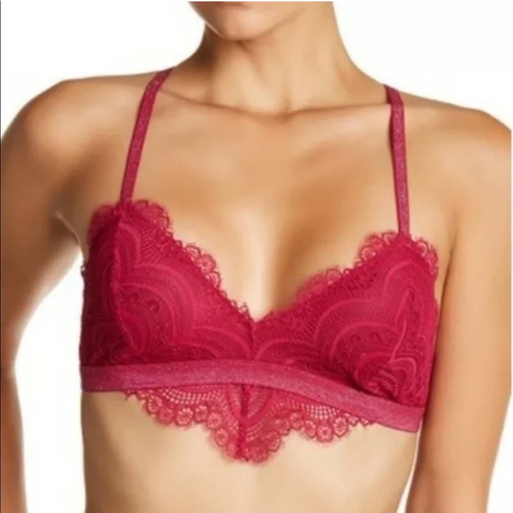 🆕 FREE PEOPLE 🌿 Pink Lace Bralette NWT